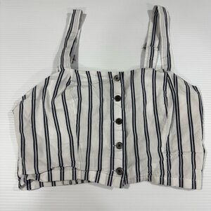 Kendall & Kylie Navy Striped Crop Top